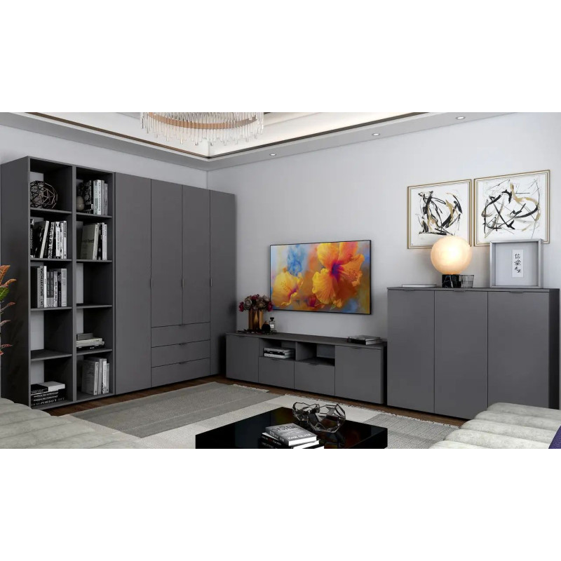 Комод Doros Рон 4 Графіт 2 фасади 2 шухляди 180х38х50 (44900234)