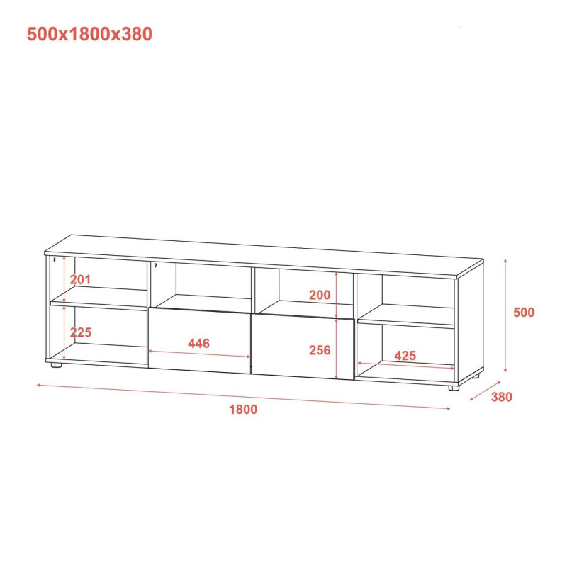 Комод Doros Рон 4 Графіт 2 фасади 2 шухляди 180х38х50 (44900234)