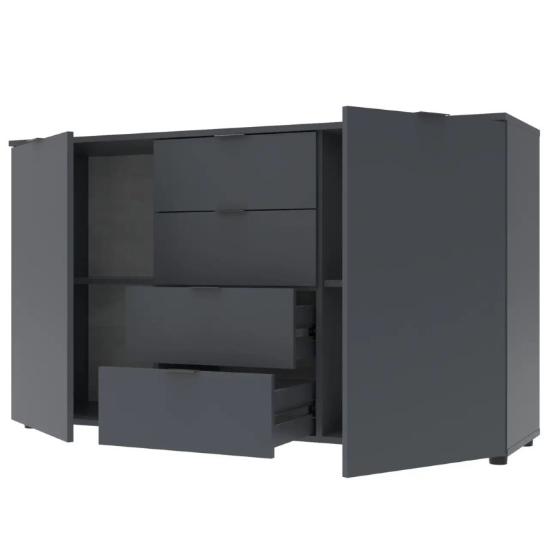 Комод Doros Рон 5 Графіт 2 фасади 4 шухляди 140х38х81 (44900235)