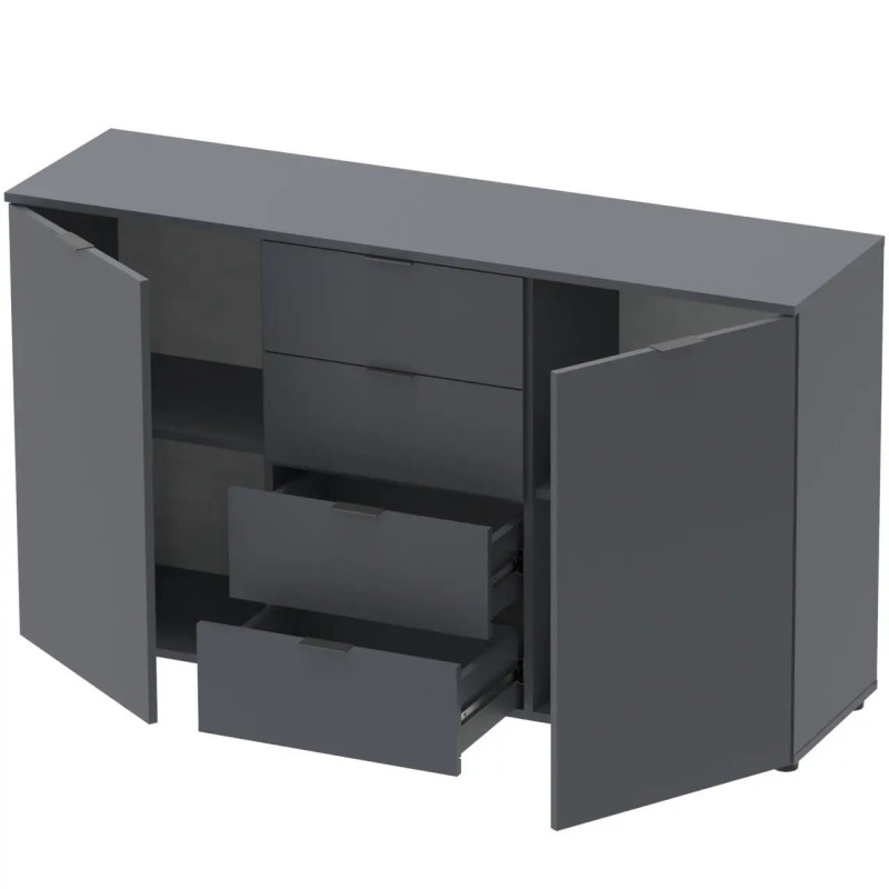 Комод Doros Рон 5 Графіт 2 фасади 4 шухляди 140х38х81 (44900235)
