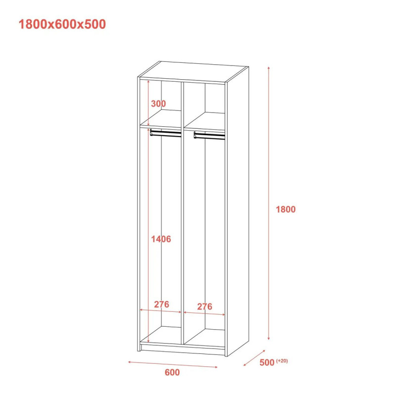 Роздягальня Doros 2-х секційна Графіт 2 ДСП 60х52х180 (40512886)