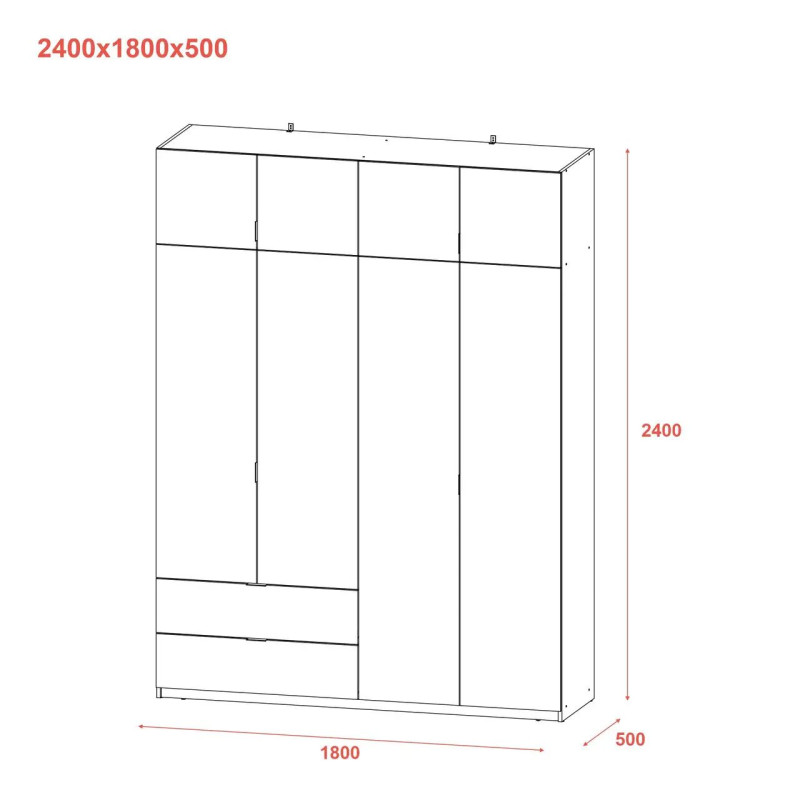 Розпашна Шафа для одягу Doros Лукас Дуб Сонома 180х50х240 (80737731)