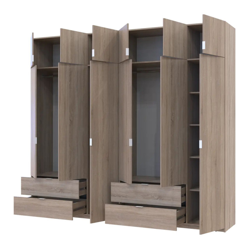 Розпашна Шафа для одягу Doros Лукас Дуб сонома 3+3 ДСП 270х50х240 (42005115)