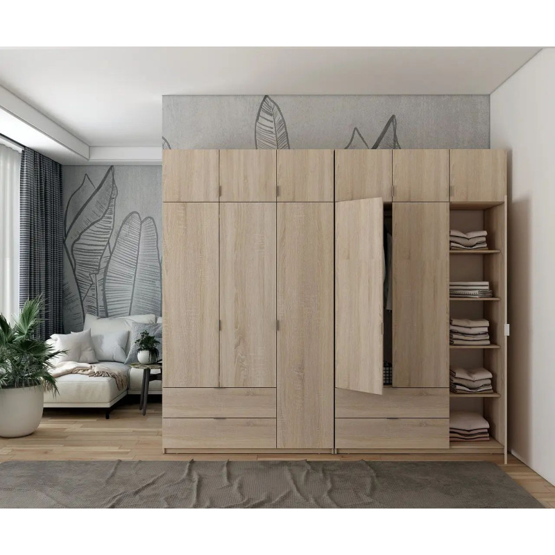 Розпашна Шафа для одягу Doros Лукас Дуб сонома 3+3 ДСП 270х50х240 (42005115)