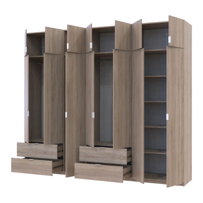 Розпашна Шафа для одягу Doros Лукас Дуб сонома 3+4 ДСП 280х50х240 (42005119)