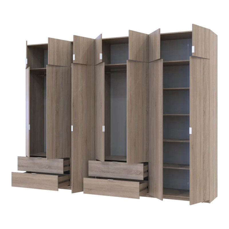 Розпашна Шафа для одягу Doros Лукас Дуб сонома 3+4 ДСП 315х50х240 (42005135)
