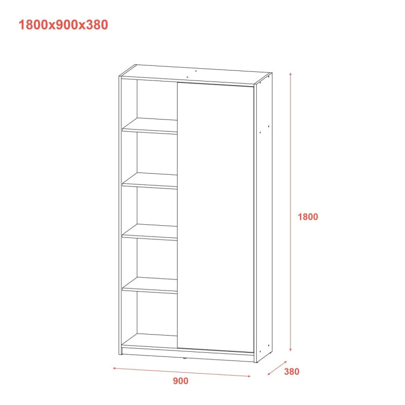 Розпашна Шафа Doros Студент Дуб Сонома/Білий 90х38х180 (40908067)