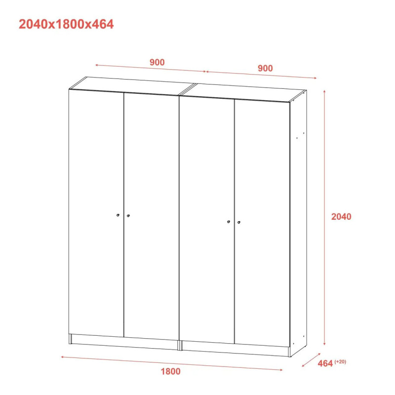 Шафа для одягу Doros Промо Антрацит 2+2 ДСП 180х48х204 (42005333)
