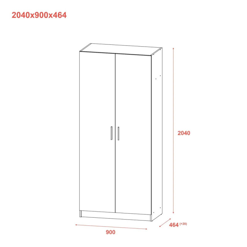 Шафа для одягу Doros Promo з полицями Сірий 2 ДСП 90х48х204 (80737770)