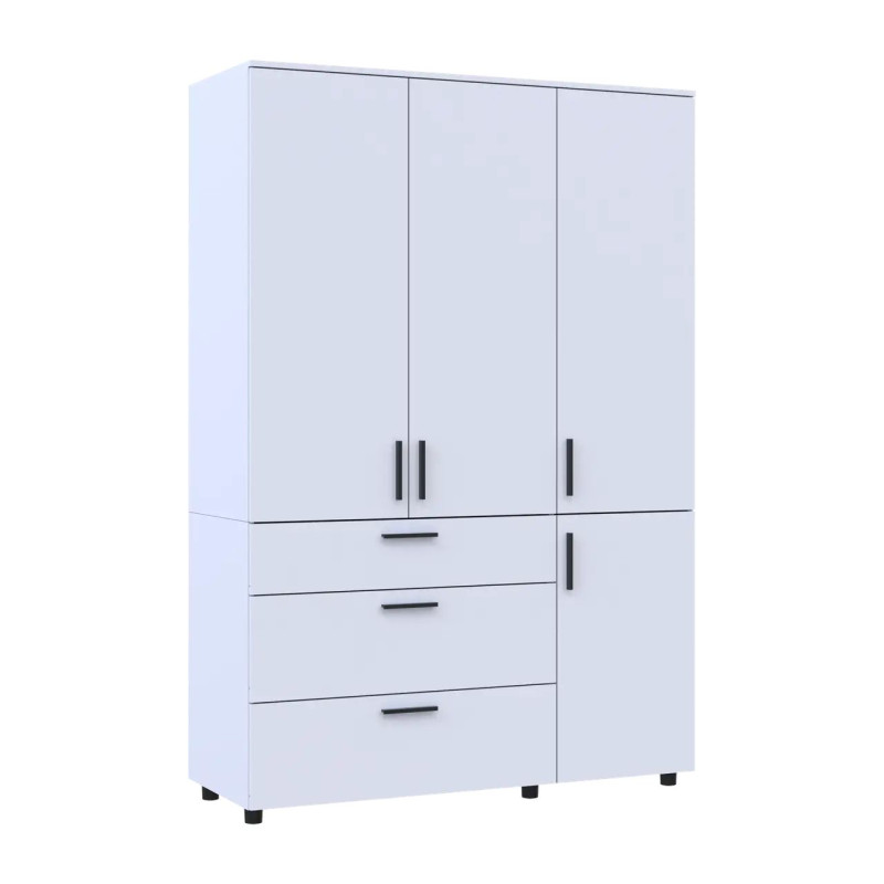 Шафа для одягу Doros Торн Білий 3 ДСП/3Ш (полиці) 135х51.6х200 (44900486)