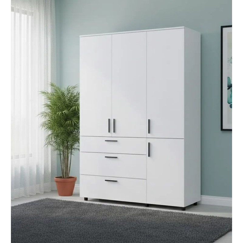Шафа для одягу Doros Торн Білий 3 ДСП/3Ш (штанга) 135х51.6х200 (44900485)