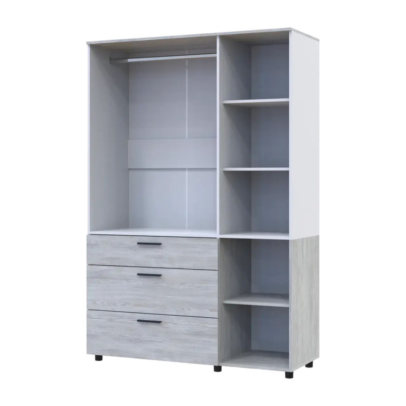 Шафа для одягу Doros Торн Сосна Натті/Білий 3 ДСП/3Ш (штанга) 135х51.6х200 (44900509)