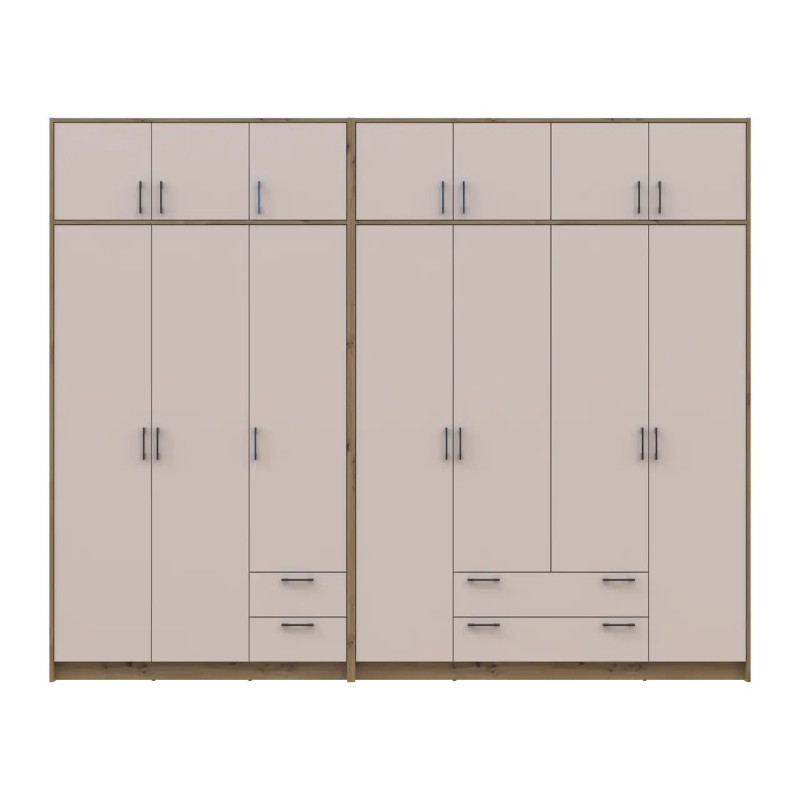Шафа для одягу з антресолею Doros Ронді Дуб Артізан/Кашемір 3+4 ДСП 281х52х236 (42005672)
