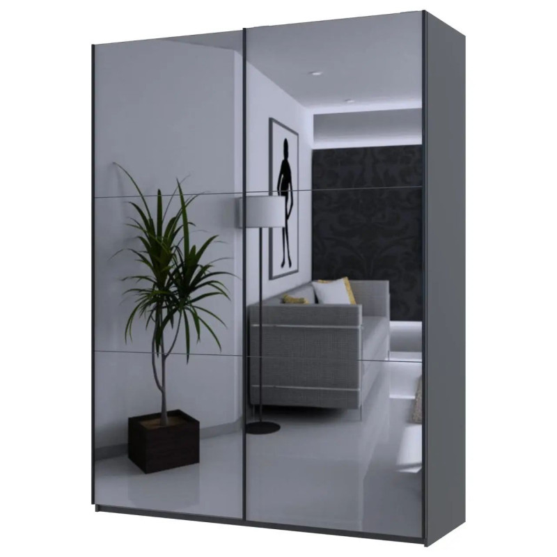 Шафа купе Doros G-Caiser Антрацит 2 Дзеркала / 3 частини 180х60х240 (42005860)