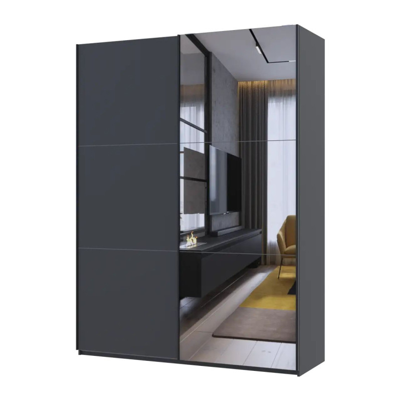 Шафа купе Doros G-Caiser Антрацит/Антрацит 1 ДСП / 1 дзеркало 180х60х240 (42005866)