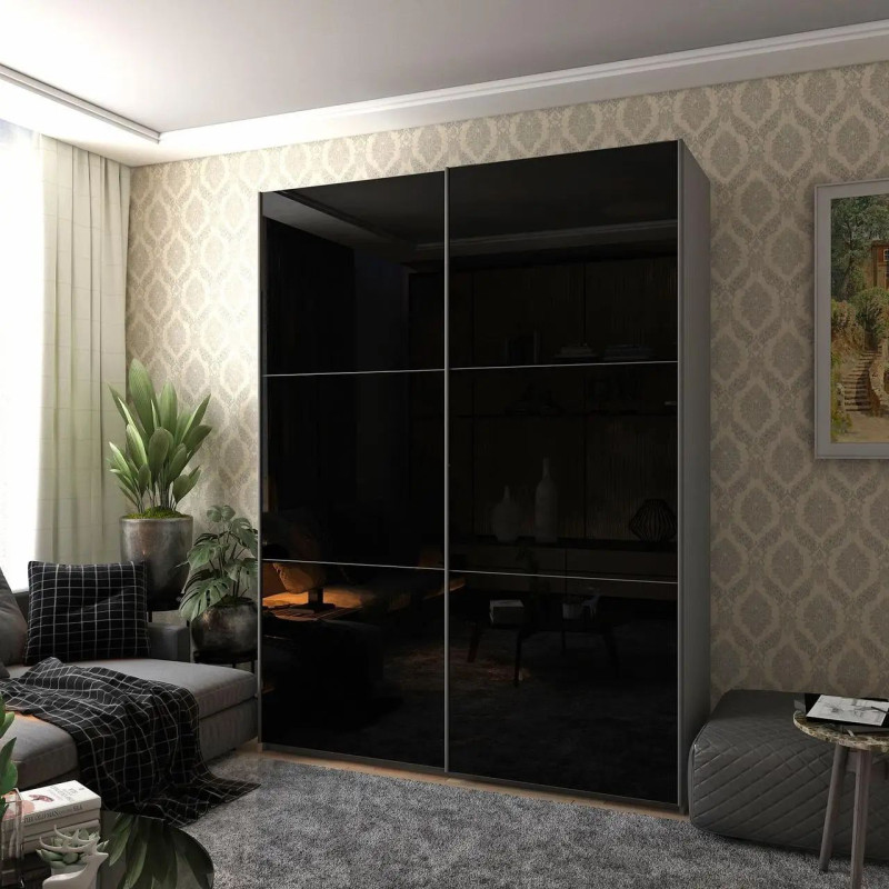 Шафа купе Doros G-Caiser Антрацит/Чорний 2 Скла / 3 частини 180х60х240 (42005861)