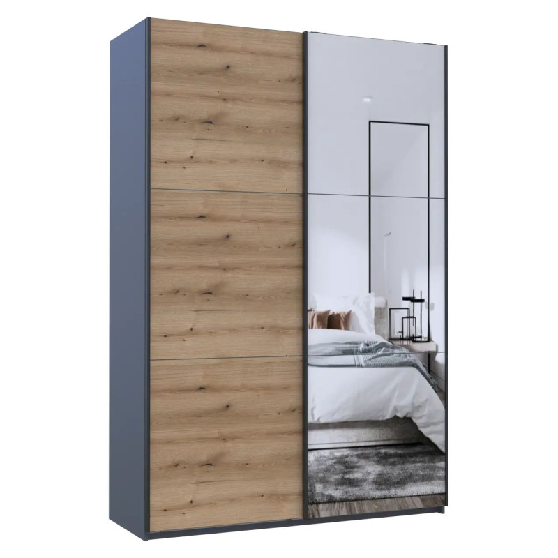 Шафа купе Doros G-Caiser Антрацит/Дуб Евок 1 ДСП / 1 дзеркало / 3 частини 160х60х240 (42005413)