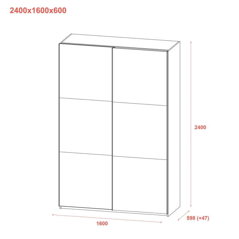Шафа купе Doros G-Caiser Антрацит/Дуб Евок 2 ДСП / 3 частини 160х60х240 (42005414)