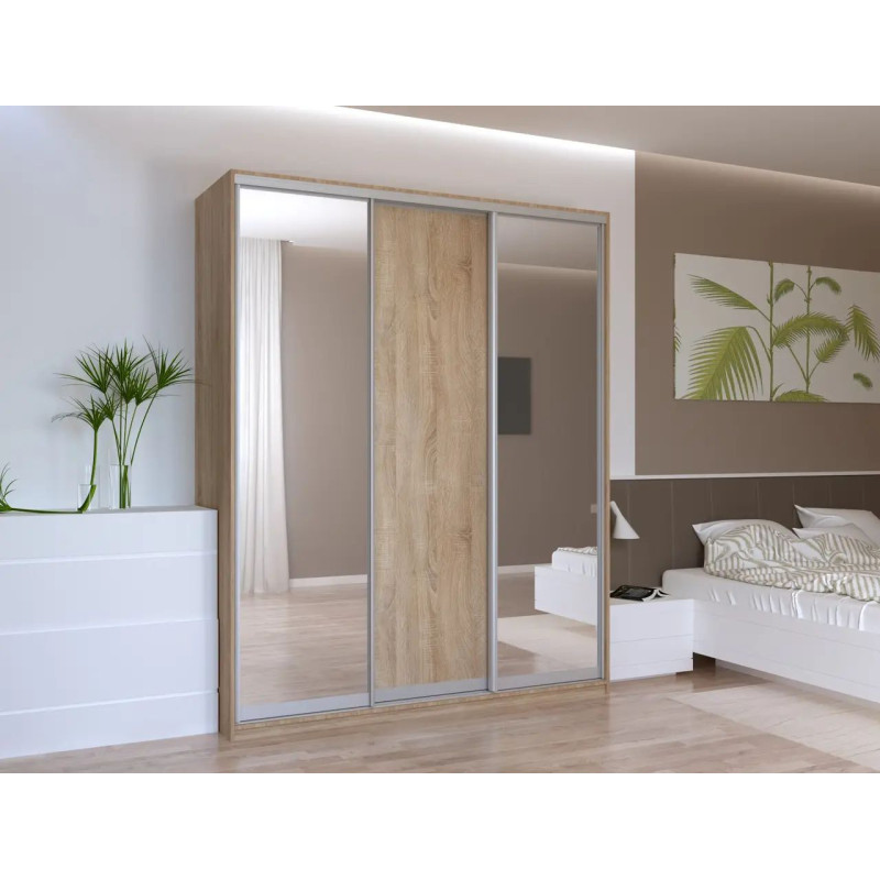 Шафа купе Doros Сіті Лайт Дуб Cонома 1 ДСП / 2 Дзеркала 180х60х225 (44900030)
