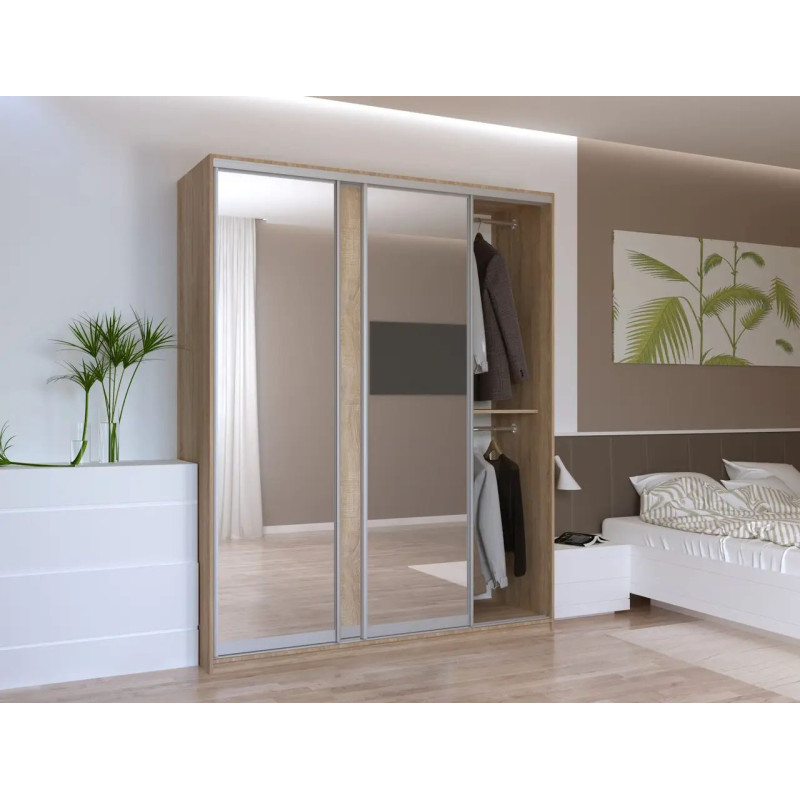 Шафа купе Doros Сіті Лайт Дуб Cонома 1 ДСП / 2 Дзеркала 180х60х225 (44900030)