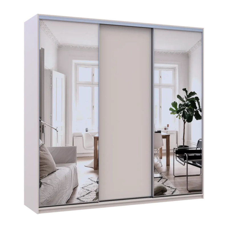 Шафа купе Doros Сіті Лайт Кашемір 1 ДСП / 2 дзеркала 225х60х225 (80736380)