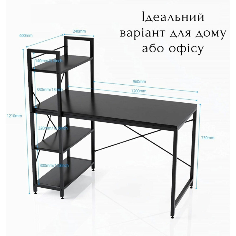Комп'ютерний стіл Loran в стилі Loft чорний